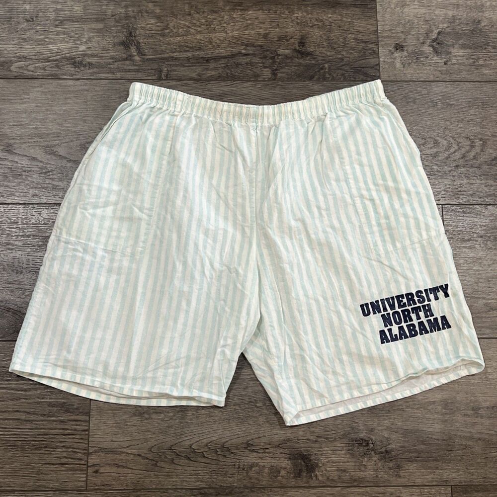 Vintage 80s Velva Sheen University North Alabama Shorts USA Striped Men's XL UNA